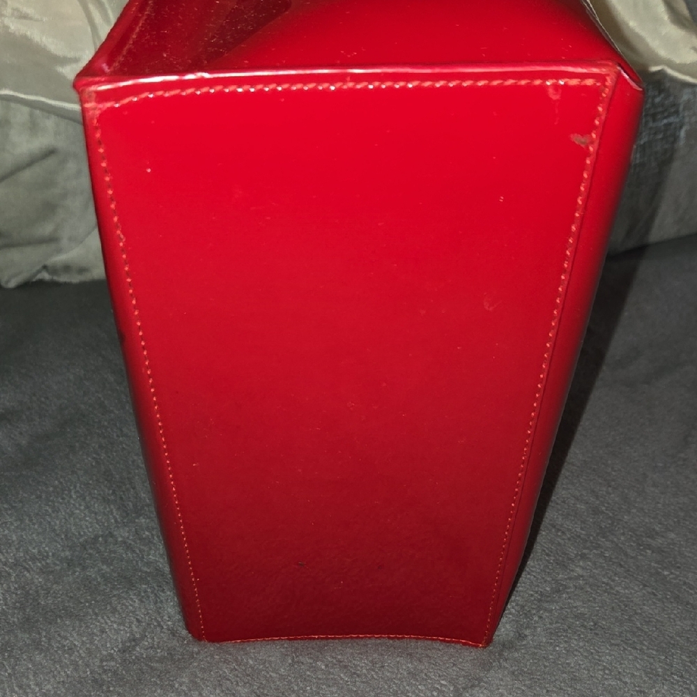 Furla Red Glossy Tote Bag with Metallic Charm - Picture 5 of 10